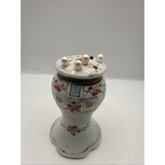 Accessories - Vintage Porcelain Hand-Painted Haat Pin Holder Made in Japan with Hat Pins